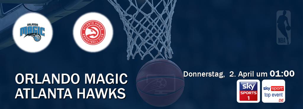Das Spiel zwischen Orlando Magic und Atlanta Hawks wird am Donnerstag,  2. April um  01:00, live vom Sky Sport 1 und Sky Sport Top Event übertragen.