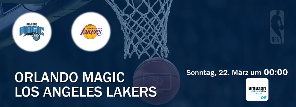 Das Spiel zwischen Orlando Magic und Los Angeles Lakers wird am Sonntag, 22. März um 00:00, live vom Amazon Prime DE übertragen. Das Spiel zwischen Orlando Magic und Los Angeles Lakers wird am Sonntag, 22. März um 00:00, live vom Amazon Prime DE übertragen.