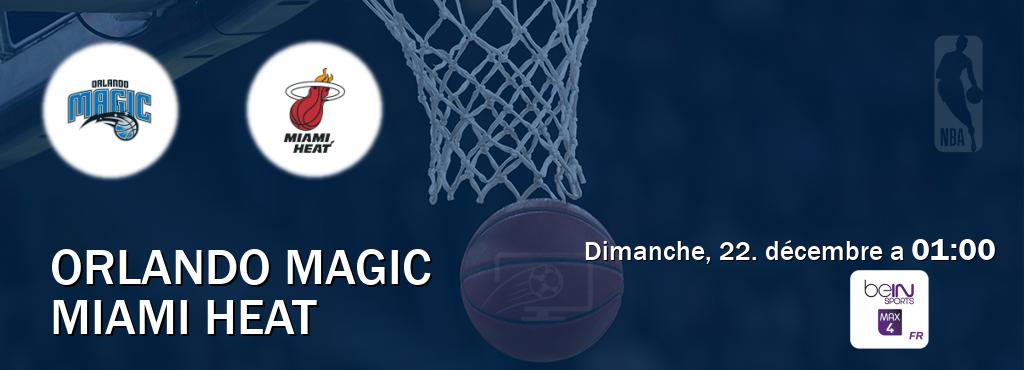 Match entre Orlando Magic et Miami Heat en direct à la beIN Sports 4 Max (dimanche, 22. décembre a  01:00).