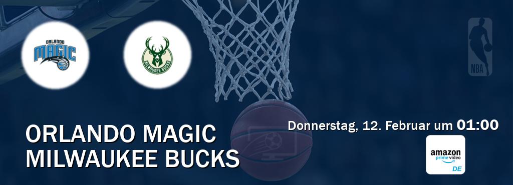Das Spiel zwischen Orlando Magic und Milwaukee Bucks wird am Donnerstag, 12. Februar um  01:00, live vom Amazon Prime DE übertragen.