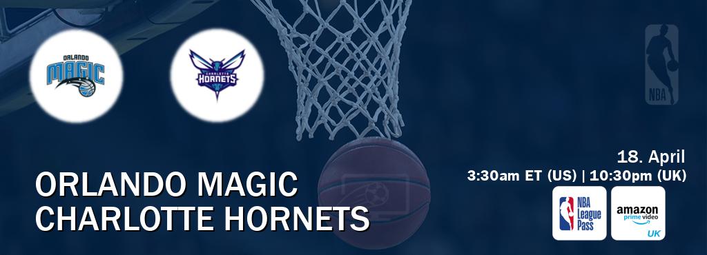 You can watch game live between Orlando Magic and Charlotte Hornets on NBA League Pass and Amazon Prime Video UK(UK).