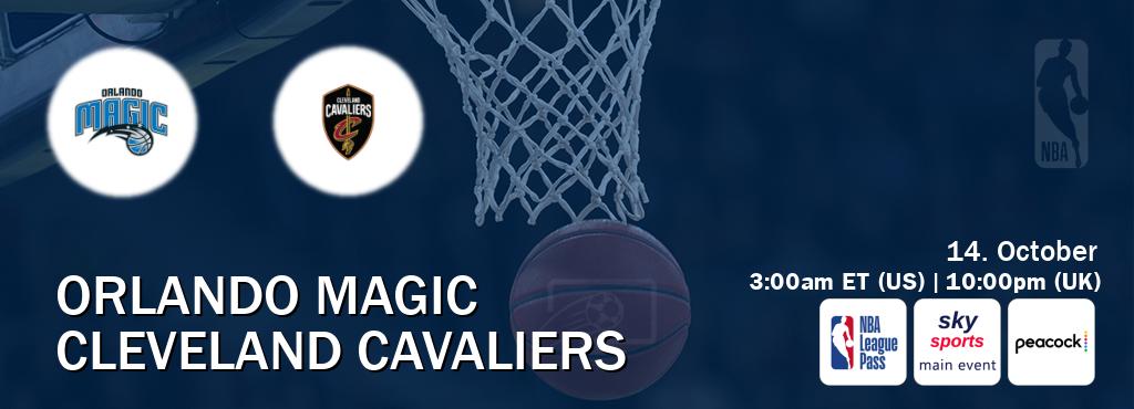 You can watch game live between Orlando Magic and Cleveland Cavaliers on NBA League Pass, Sky Sports Main Event(UK), Peacock(US). You can watch game live between Orlando Magic and Cleveland Cavaliers on NBA League Pass, Sky Sports Main Event(UK), Peacock(US).