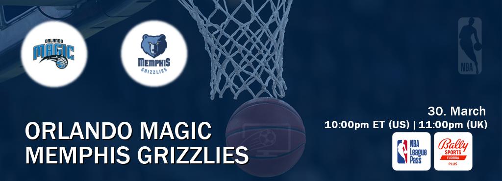 You can watch game live between Orlando Magic and Memphis Grizzlies on NBA League Pass and Bally Sports Florida+(US).