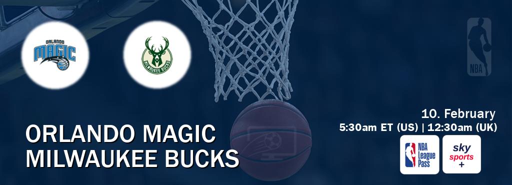 You can watch game live between Orlando Magic and Milwaukee Bucks on NBA League Pass and Sky Sports+(UK).