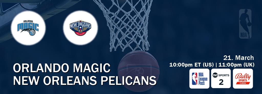 You can watch game live between Orlando Magic and New Orleans Pelicans on NBA League Pass, TNT Sports 2(UK), Bally Sports Florida(US).