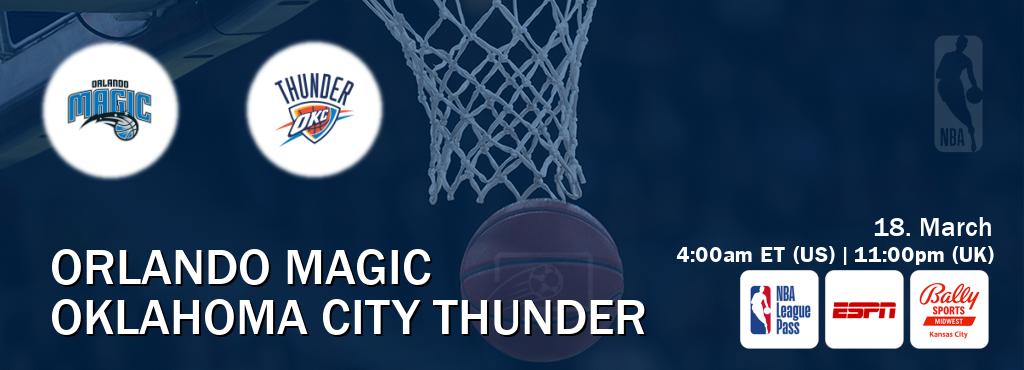You can watch game live between Orlando Magic and Oklahoma City Thunder on NBA League Pass, ESPN(AU), Bally Sports Kansas City(US). You can watch game live between Orlando Magic and Oklahoma City Thunder on NBA League Pass, ESPN(AU), Bally Sports Kansas City(US).