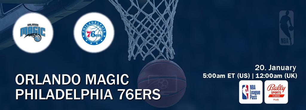 You can watch game live between Orlando Magic and Philadelphia 76ers on NBA League Pass and Bally Sports Florida+(US).
