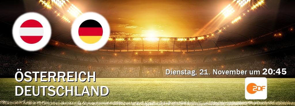 Das Spiel zwischen Österreich und Deutschland wird am Dienstag, 21. November um  20:45, live vom ZDF übertragen.
