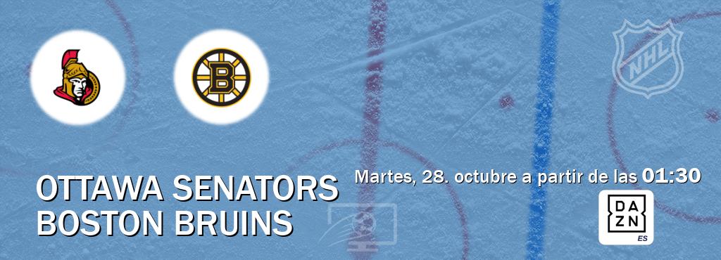 El partido entre Ottawa Senators y Boston Bruins será retransmitido por DAZN España (martes, 28. octubre a partir de las 01:30). El partido entre Ottawa Senators y Boston Bruins será retransmitido por DAZN España (martes, 28. octubre a partir de las 01:30).