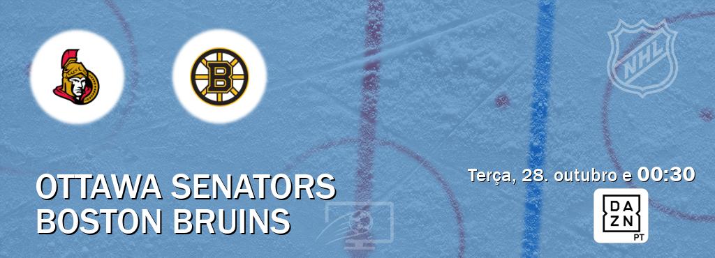 Jogo entre Ottawa Senators e Boston Bruins tem emissão DAZN (terça, 28. outubro e  00:30).