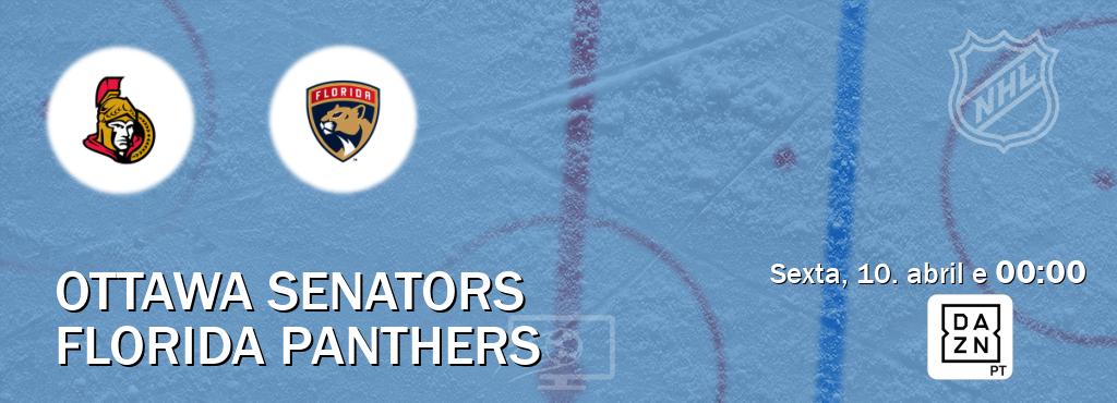 Jogo entre Ottawa Senators e Florida Panthers tem emissão DAZN (sexta, 10. abril e  00:00).