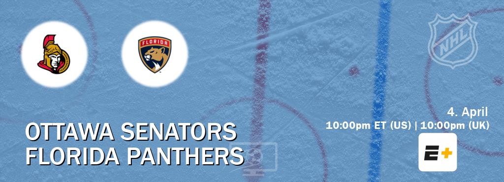 You can watch game live between Ottawa Senators and Florida Panthers on ESPN+(US).