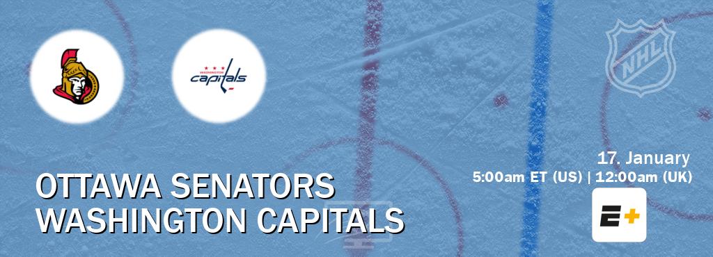 You can watch game live between Ottawa Senators and Washington Capitals on ESPN+(US).