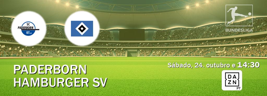 Jogo entre Paderborn e Hamburger SV tem emissão DAZN (sábado, 24. outubro e  14:30).