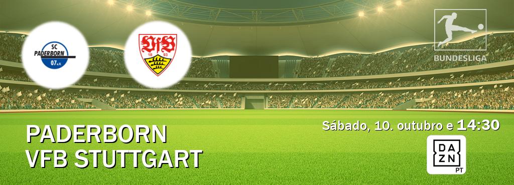 Jogo entre Paderborn e VfB Stuttgart tem emissão DAZN (sábado, 10. outubro e  14:30).