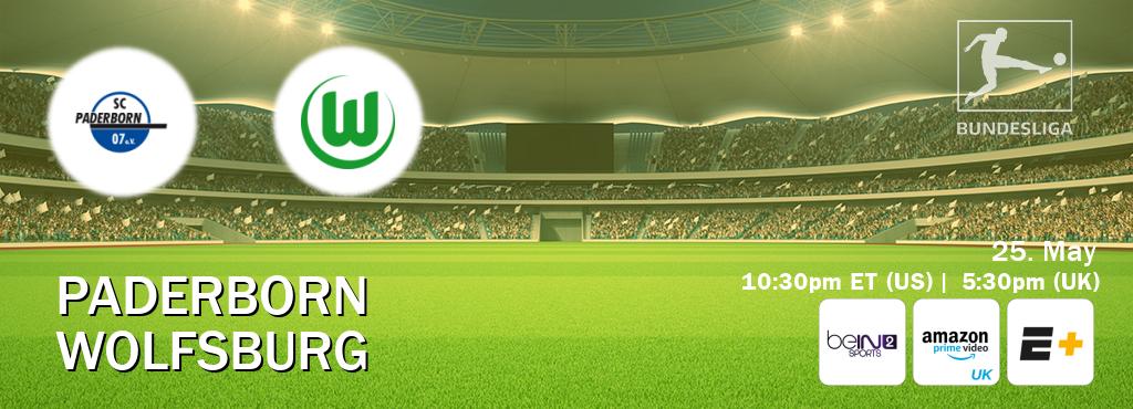 You can watch game live between Paderborn and Wolfsburg on beIN SPORTS 2(AU), Amazon Prime Video UK(UK), ESPN+(US).