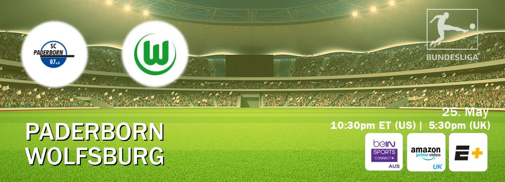 You can watch game live between Paderborn and Wolfsburg on beIN Sports Connect(AU), Amazon Prime Video UK(UK), ESPN+(US). You can watch game live between Paderborn and Wolfsburg on beIN Sports Connect(AU), Amazon Prime Video UK(UK), ESPN+(US).