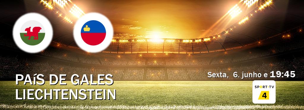 Jogo entre País de Gales e Liechtenstein tem emissão Sport TV 4 (sexta,  6. junho e  19:45).
