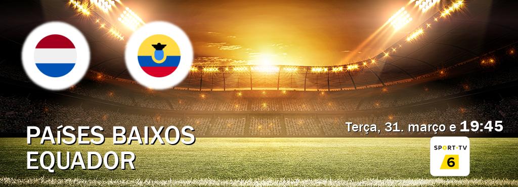 Jogo entre Países Baixos e Equador tem emissão Sport TV 6 (terça, 31. março e  19:45).