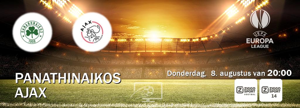 Wedstrijd tussen Panathinaikos en Ajax live op tv bij Ziggo Sport, Ziggo Sport 14 (donderdag,  8. augustus van  20:00).