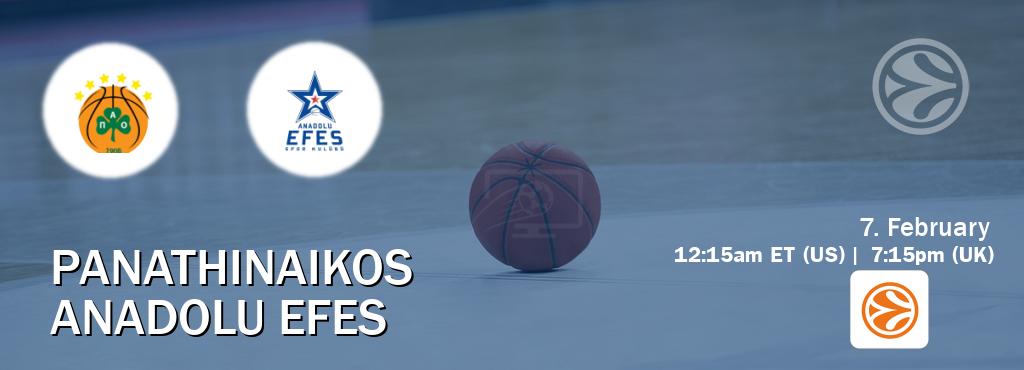 You can watch game live between Panathinaikos and Anadolu Efes on EuroLeague TV.