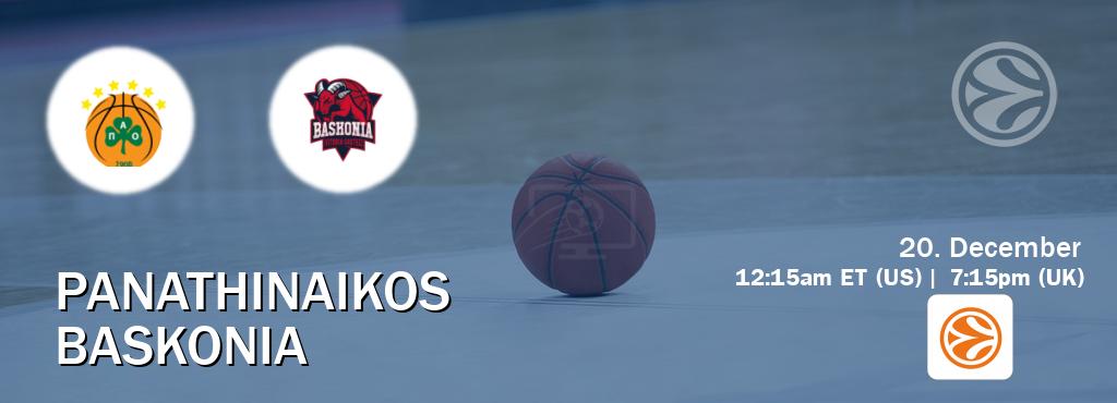 You can watch game live between Panathinaikos and Baskonia on EuroLeague TV.