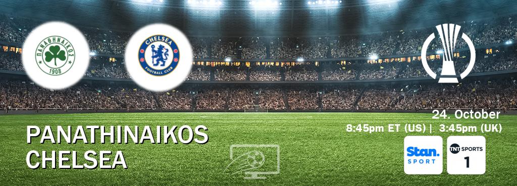 You can watch game live between Panathinaikos and Chelsea on Stan Sport(AU) and TNT Sports 1(UK).