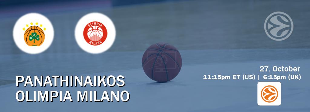 You can watch game live between Panathinaikos and Olimpia Milano on EuroLeague TV. You can watch game live between Panathinaikos and Olimpia Milano on EuroLeague TV.