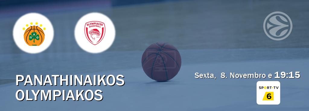 Jogo entre Panathinaikos e Olympiakos tem emissão Sport TV 6 (Sexta,  8. Novembro e  19:15).