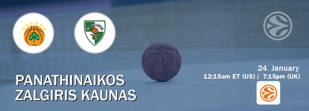 You can watch game live between Panathinaikos and Zalgiris Kaunas on EuroLeague TV.