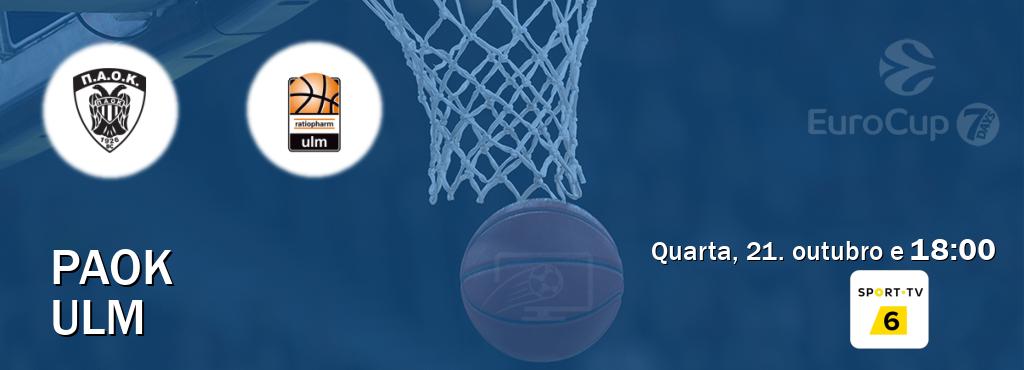 Jogo entre PAOK e Ulm tem emissão Sport TV 6 (quarta, 21. outubro e  18:00).