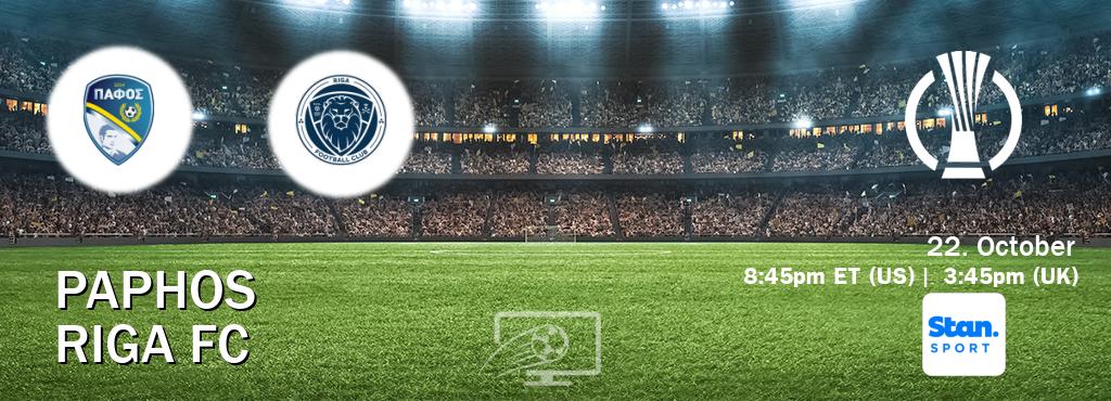 You can watch game live between Paphos and Riga FC on Stan Sport(AU). You can watch game live between Paphos and Riga FC on Stan Sport(AU).