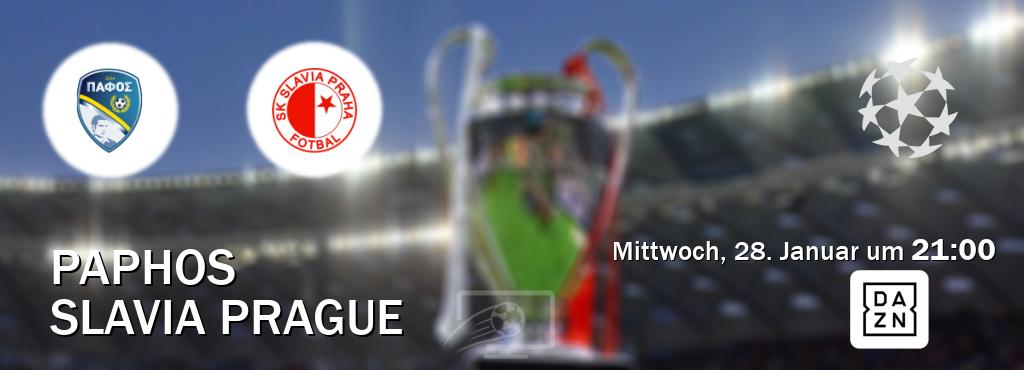 Das Spiel zwischen Paphos und Slavia Prague wird am Mittwoch, 28. Januar um  21:00, live vom DAZN übertragen.
