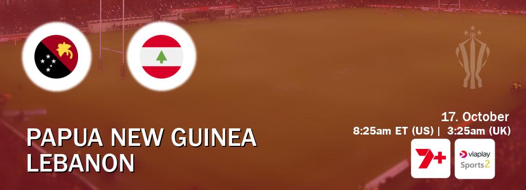 You can watch game live between Papua New Guinea and Lebanon on 7plus Sport(AU) and Viaplay Sports 2(UK).