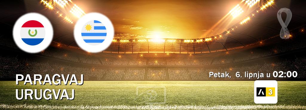 Izravni prijenos utakmice Paragvaj i Urugvaj pratite uživo na Arena Sport 3 (petak, 6. lipnja u 02:00). Izravni prijenos utakmice Paragvaj i Urugvaj pratite uživo na Arena Sport 3 (petak, 6. lipnja u 02:00).