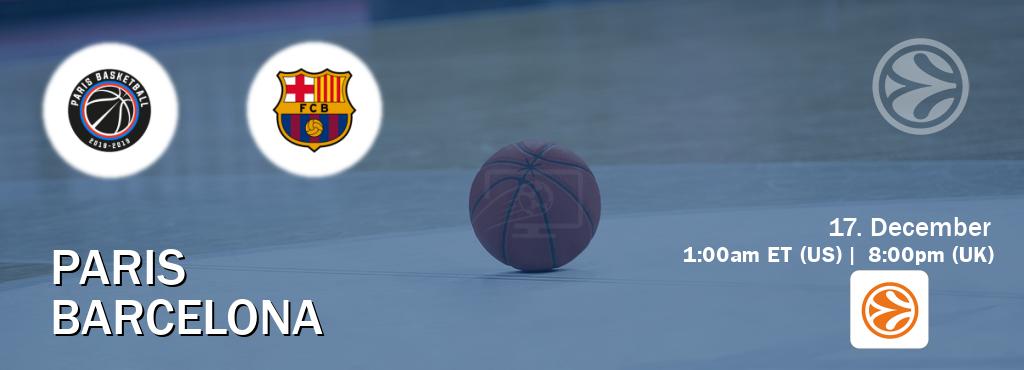 You can watch game live between Paris and Barcelona on EuroLeague TV. You can watch game live between Paris and Barcelona on EuroLeague TV.