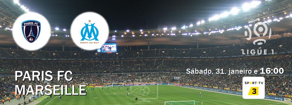 Jogo entre Paris FC e Marseille tem emissão Sport TV 3 (sábado, 31. janeiro e  16:00).