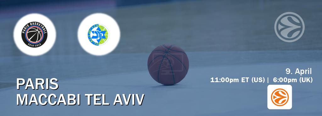 You can watch game live between Paris and Maccabi Tel Aviv on EuroLeague TV.