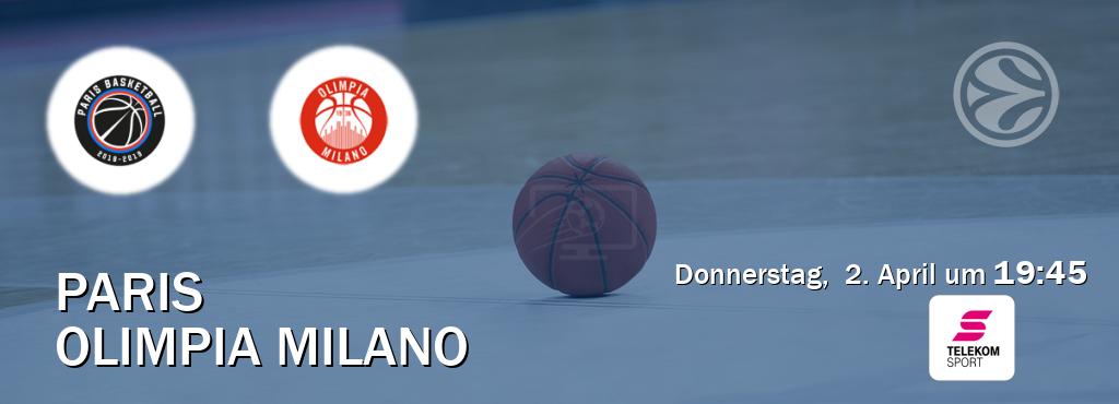 Das Spiel zwischen Paris und Olimpia Milano wird am Donnerstag,  2. April um  19:45, live vom Magenta Sport übertragen.