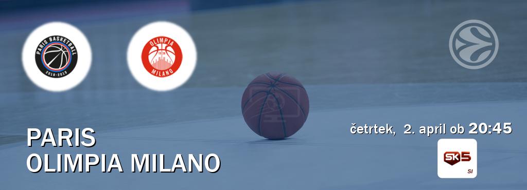 Paris in Olimpia Milano v živo na Sportklub 5. Prenos tekme bo v četrtek,  2. april ob  20:45