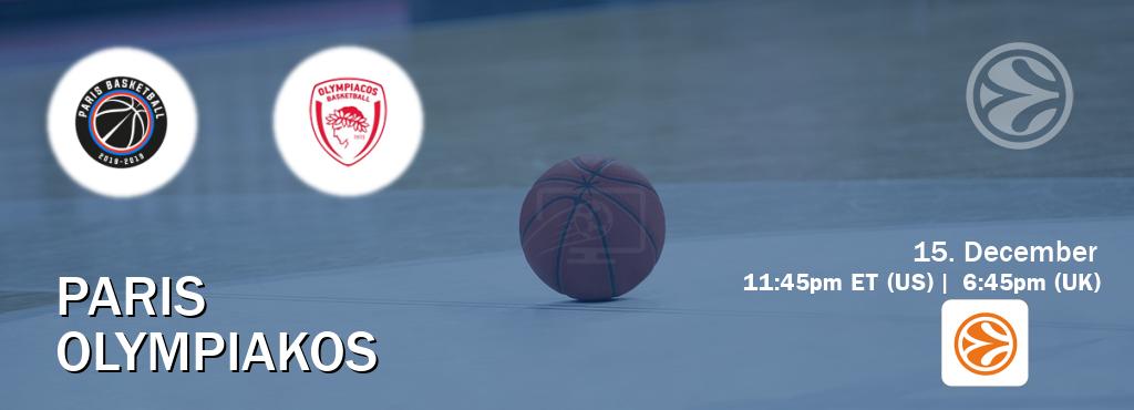 You can watch game live between Paris and Olympiakos on EuroLeague TV. You can watch game live between Paris and Olympiakos on EuroLeague TV.