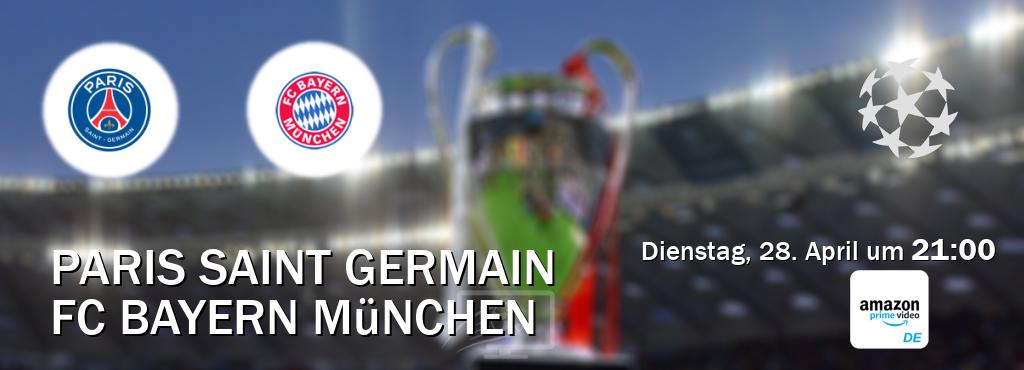 Das Spiel zwischen Paris Saint Germain und FC Bayern München wird am Dienstag, 28. April um  21:00, live vom Amazon Prime DE übertragen.