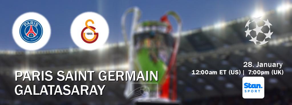 You can watch game live between Paris Saint Germain and Galatasaray on Stan Sport(AU). You can watch game live between Paris Saint Germain and Galatasaray on Stan Sport(AU).
