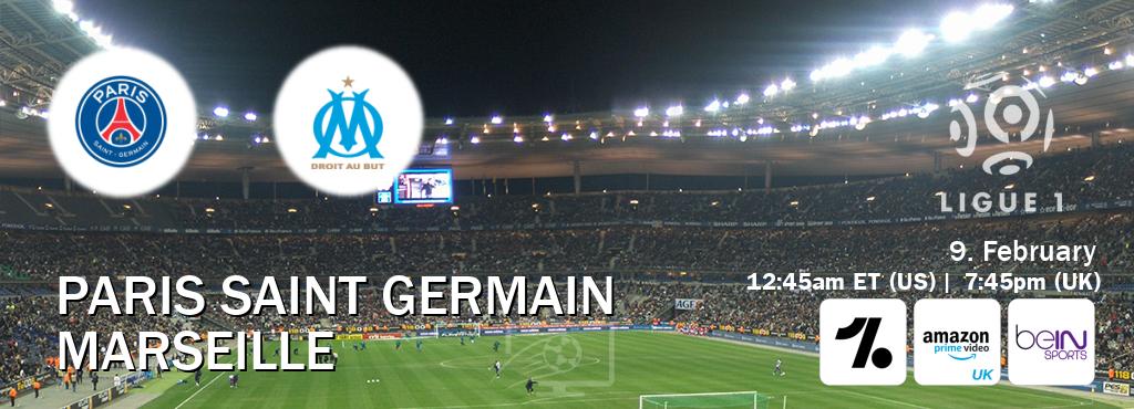 You can watch game live between Paris Saint Germain and Marseille on OneFootball, Amazon Prime Video UK(UK), beIN SPORTS USA(US).