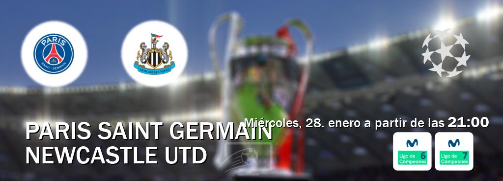 El partido entre Paris Saint Germain y Newcastle Utd será retransmitido por Movistar Liga de Campeones 6  y Movistar Liga de Campeones 7 (miércoles, 28. enero a partir de las  21:00).