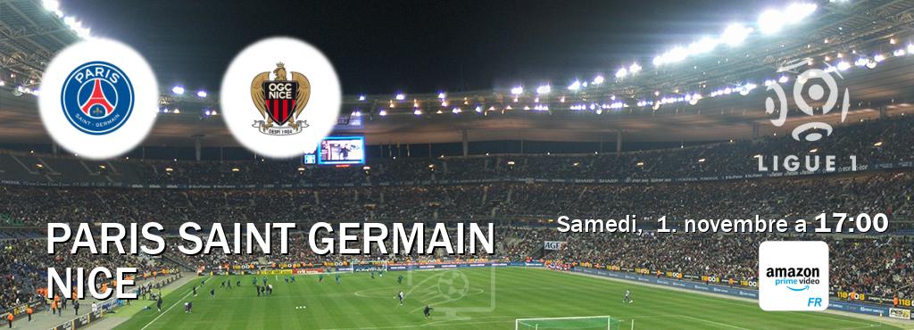 Match entre Paris Saint Germain et Nice en direct à la Amazon Prime FR (samedi, 1. novembre a 17:00). Match entre Paris Saint Germain et Nice en direct à la Amazon Prime FR (samedi, 1. novembre a 17:00).