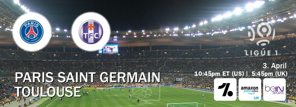 You can watch game live between Paris Saint Germain and Toulouse on OneFootball, Amazon Prime Video UK(UK), beIN SPORTS USA(US).