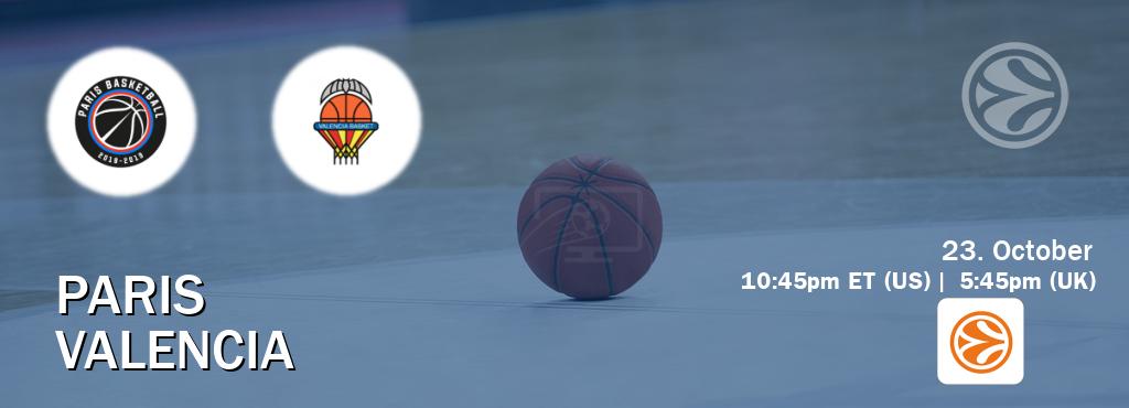 You can watch game live between Paris and Valencia on EuroLeague TV. You can watch game live between Paris and Valencia on EuroLeague TV.