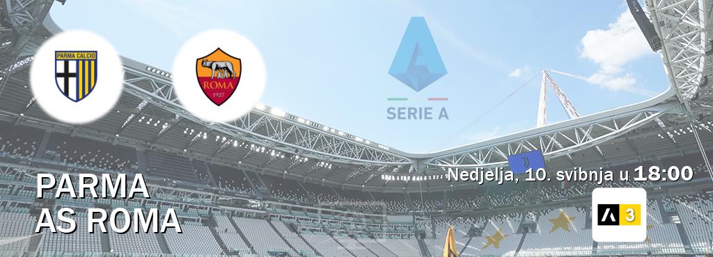 Izravni prijenos utakmice Parma i AS Roma pratite uživo na Arena Sport 3 (nedjelja, 10. svibnja u 18:00). Izravni prijenos utakmice Parma i AS Roma pratite uživo na Arena Sport 3 (nedjelja, 10. svibnja u 18:00).
