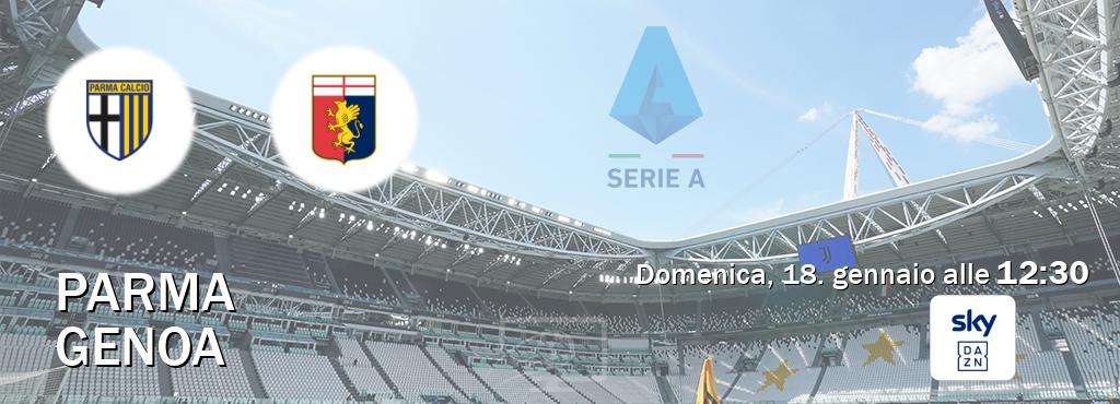 Il match Parma - Genoa sarà trasmesso in diretta TV su Sky Sport Bar (ore 12:30)